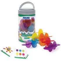 Conjunto de construção Interlox Discs Guidecraft com 96 discos plásticos translúcidos para atividades STEM