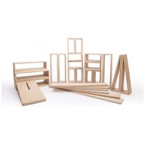 Blocos ocos Outdoor Hollow Blocks Guidecraft em madeira de eucalipto com 25 peças para construção externa e atividades STEM