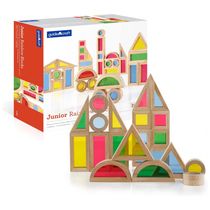 Blocos sensoriais Jr. Rainbow Blocks Guidecraft em madeira com janelas acrílicas coloridas – 40 peças empilháveis