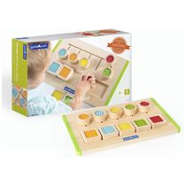 Jogo tátil de encaixe Guidecraft Colorful Tactile Matching Maze em madeira com peças sensoriais para associação de texturas e cores