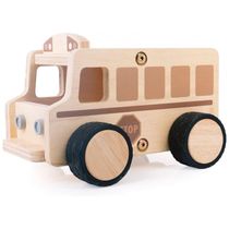 Ônibus escolar de madeira Guidecraft Wooden School Bus para brincadeiras de faz de conta e complemento de cantos de blocos