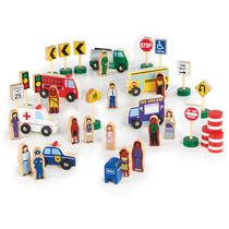 Guidecraft Conjunto Educativo Essencial de Comunidade e Rodovia - Brinquedo de Madeira para Crianças