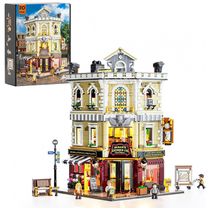 FUNWHOLE Loja Antiga Iluminada com 2847 Peças - Conjunto Modular de Tijolos para Montar Cidade Estilo Europeu