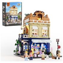 FUNWHOLE Kit de Bloquinhos de Montar GelatoStore com Luzes LED - Loja de Sorvetes Modular com 1948 Peças para Adultos