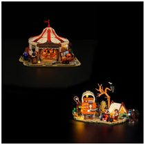 Circo Itinerante Lumibricks com iluminação LED 1962 peças + Acampamento Cowboy 542 peças cenário Velho Oeste para exposição