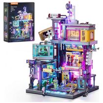 Arcade Cyberpunk Lumibricks Multicolorido com 23 LEDs, 2580 Peças, Módulos Intercambiáveis, Elevador Funcional, L9095-EU