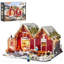 Cabana Spa Inverno Lumibricks Vermelho com Iluminação LED, 2235 Peças, Design Modular Nórdico, Escala 1:20