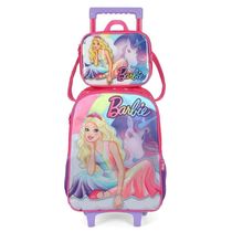 Kit Mochila De Rodinha E Alca Barbie Arco Iris +Lancheira