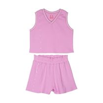 Conjunto Curto Lilica Ripilica Regata e Short Letter Rosa