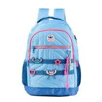 Kit Mochila Escolar + Lancheira Térmica + Estojo Feminino Stitch Star Azul