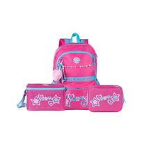 Kit Mochila Escolar Feminina + Lancheira Térmica + Estojo Box Juvenil BG Joy Rosa