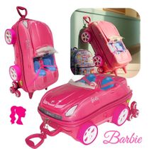Mochila com Rodas e Mala Infantil 3D – Barbie – Carro Conversível – Rosa – Volta às Aulas - Diplomata