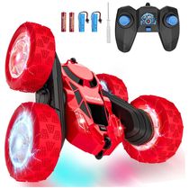 Carrinho de controle remoto STEM Hamdol Glow Red Fighter 4WD com luzes LED e giros 360°
