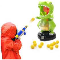 EagleStone Brinquedo de Tiro Dinossauro com Canhão de Ar, 24 Bolinhas de Espuma, Jogo Eletrônico com Placar LCD, Som e Bomba Manual - Presente Ideal