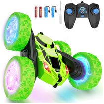 Hamdol Green Trailblazer Carro Controle Remoto 4WD Stunts 360° com Luzes LED e Bateria Recarregável para Crianças 6-12 Anos