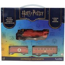 Ferrovia Harry Potter Expresso Hogwarts Trem a Pilha (Inclusas) - Candide - 1 Locomotiva + 2 Vagões + trilhos - 1magnus