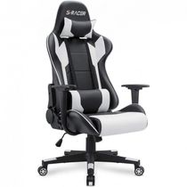 Homall Cadeira de Escritório Gamer Giratória Ajustável Ergonômica com Apoio, Branca