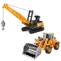 Kit Carrinho Trator Guindaste e Pá Carregadeira Miniatura Infantil