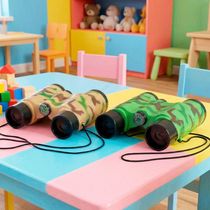 Brinquedo Binoculo Camuflado Bússola Cordão Militar Kit 2pçs