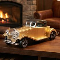 Carro Miniatura Antigo Clássico Fricção Colecionável Dourado
