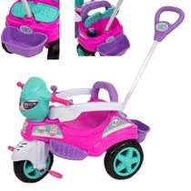 Triciclo Rosa Infantil com Apoio Lateral e Pedal Removíveis