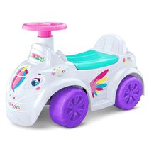 Moto de Unicórnio Infantil Motoca com Volante p/ Bebês +18m