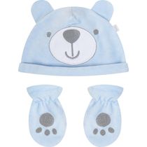 Kit Touca E Luva Hug Fleece Luxo Azul Claro