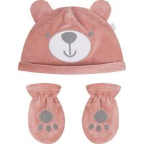 Kit Touca E Luva Hug Fleece Luxo Rosa Claro