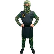 Roupa Ninja Militar Fantasia Carnaval Infantil Menino Gorro