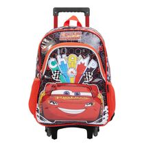 Mochila Infantil Masculina Disney Carros com Rodinha Vermelha