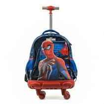 Mochila de 4 Rodinhas Masculina Homem Aranha Azul Escuro