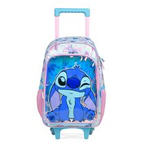 Mochila de Rodinha Infantil Feminina Stitch Azul