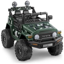 Carro Elétrico Infantil Toyota FJ40 a Bateria 12V com Luzes, MP3, 3 Velocidades, ELEMARA, Verde