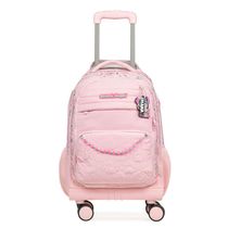 Mochila de 4 Rodinhas Feminina Stitch & Angel Rosa Claro