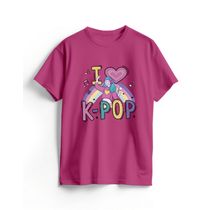 Camiseta de Algodão Rosa K-Pop Cute