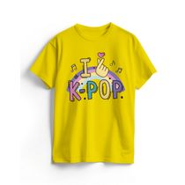 Camiseta Algodão Amarela K-Pop Finger Heart