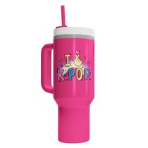 Copo Térmico Rosa K-Pop Finger Heart
