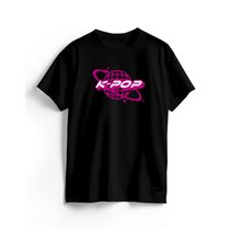 Camiseta Algodão Preta K-Pop Planet