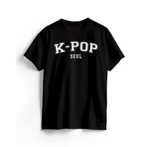 Camiseta Algodão Preta K-Pop College