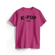 Camiseta Algodão Rosa K-Pop College