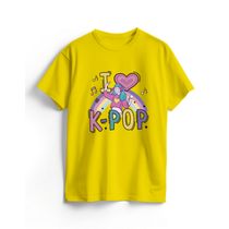 Camiseta de Algodão Amarela K-Pop Cute