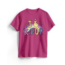 Camiseta Algodão Rosa K-Pop Finger Heart
