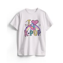 Camiseta de Algodão Branca K-Pop Cute