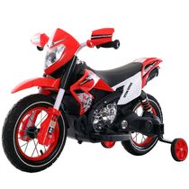 MOTO ELETRICA INFANTIL CROSS COM RODAS DE APOIO  VERMELHAO - SHINY TOYS