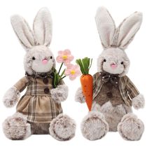 Kit 2 Coelhos de Pelúcia ?Feito à Mão de 32 cm, Coleção Páscoa, Juegoal