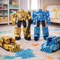 Brinquedo Robô Transforma Carro Soldado Amarelo Azul Kit 2pç