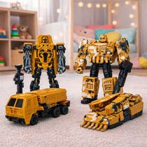 Brinquedo Robô Transforma Guerreiro Amarelo Dourado Kit 2pçs