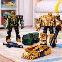 Brinquedo Robô Transforma Guerreiro Amarelo Verde Kit 2pçs