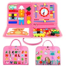 Maleta p/Bebês Multissensorial Livro Montessori de Atividade Rosa