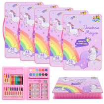 5 Kits Colorir Maleta Unicórnio Rosa 68pçs Atacado Revenda